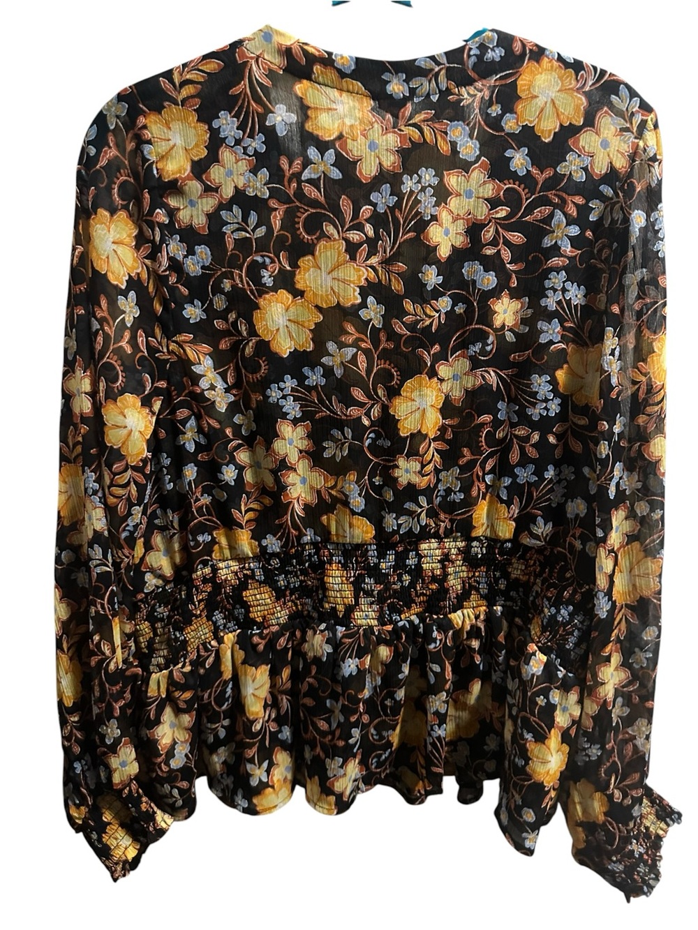 Old Navy Women’s Black Floral Deep V-Neck Peplum Blouse size 2X - Picture 7 of 7